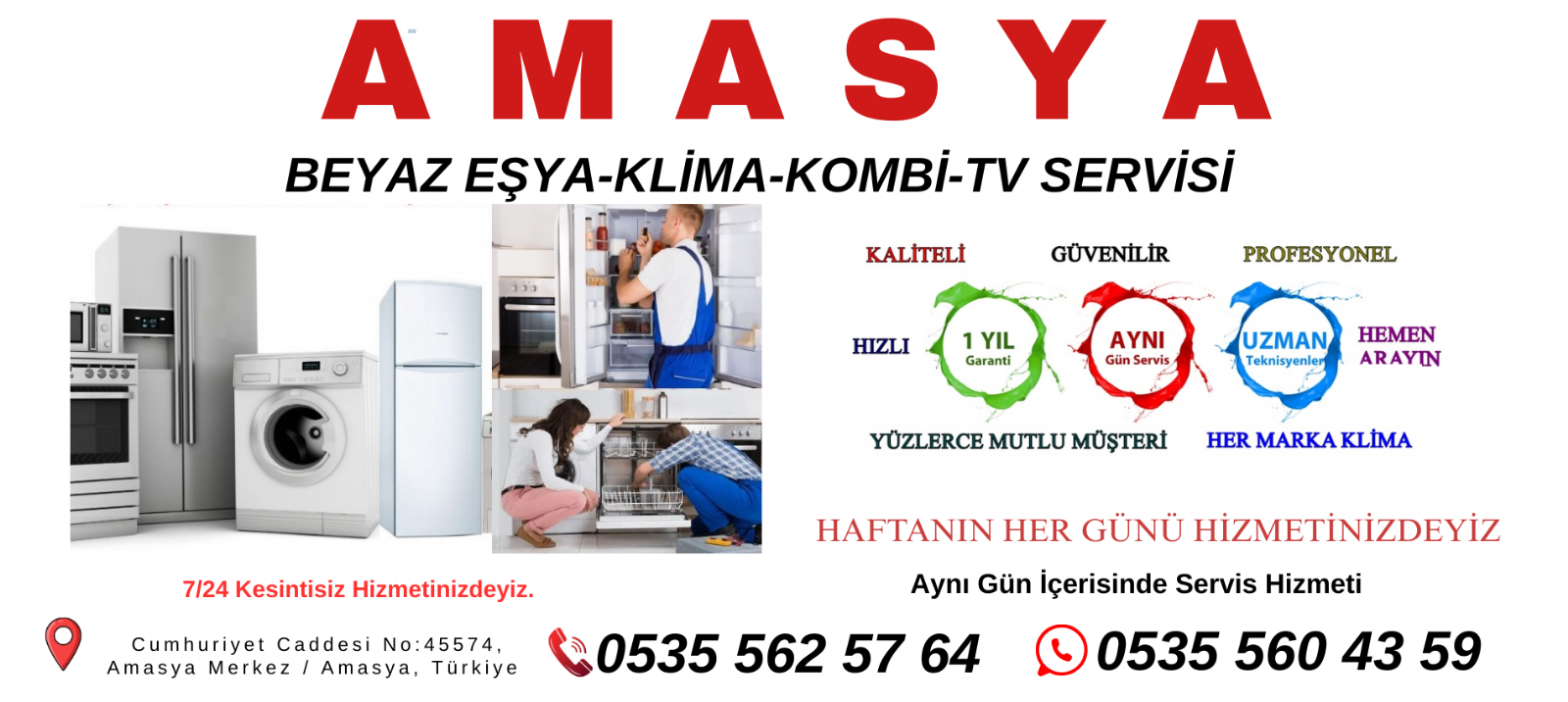 Amasya Beyaz Eşya Servisi